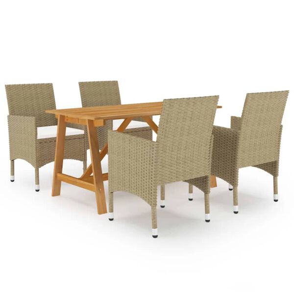 vidaXL Ensemble à manger de jardin 5 pcs Beige
