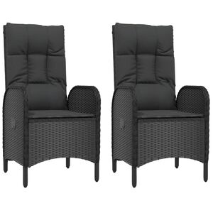 vidaXL Chaises d'ext&eacute;rieur lot de 2 R&eacute;sine tress&eacute;e Noir