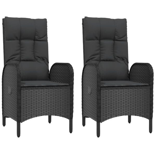 vidaXL Chaises d'ext&eacute;rieur lot de 2 R&eacute;sine tress&eacute;e Noir