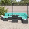 vidaXL Ensemble de canap&eacute; de jardin avec coussin 9 pcs Noir Poly rotin