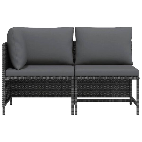 vidaXL Salon de jardin 2 pcs avec coussins Gris R&eacute;sine tress&eacute;e