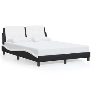 vidaXL Cadre de lit sans matelas Zadar noir et blanc 137x190 cm similicuir