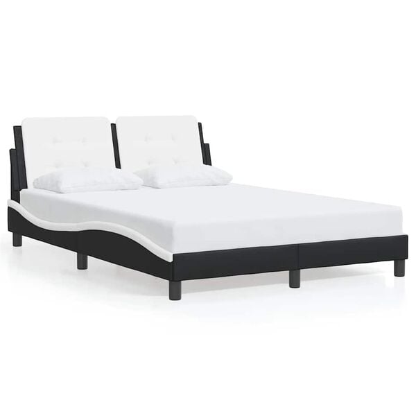 vidaXL Cadre de lit sans matelas Zadar noir et blanc 137x190 cm similicuir