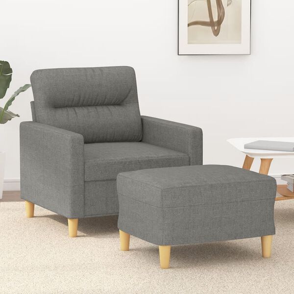 vidaXL Fauteuil avec repose-pied Gris fonc&eacute; 60 cm Tissu