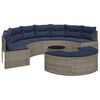 vidaXL Salon de jardin 3 pcs demi-rond gris r&eacute;sine tress&eacute;e