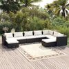 vidaXL Salon de jardin 9 pcs avec coussins R&eacute;sine tress&eacute;e Noir