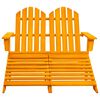 vidaXL Chaise de jardin Adirondack 2 places et pouf Sapin Orange