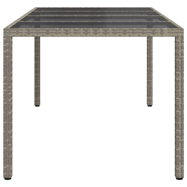 vidaXL Table de jardin Gris 190x90x75 cm Verre tremp&eacute;/r&eacute;sine tress&eacute;e
