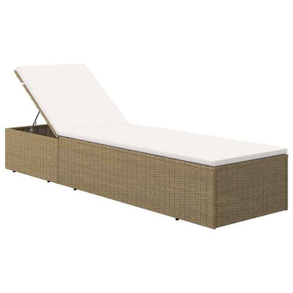 vidaXL Chaise longue R&eacute;sine tress&eacute;e Marron et blanc cr&egrave;me