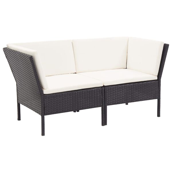 vidaXL Salon de jardin 8 pcs avec coussins r&eacute;sine tress&eacute;e noir