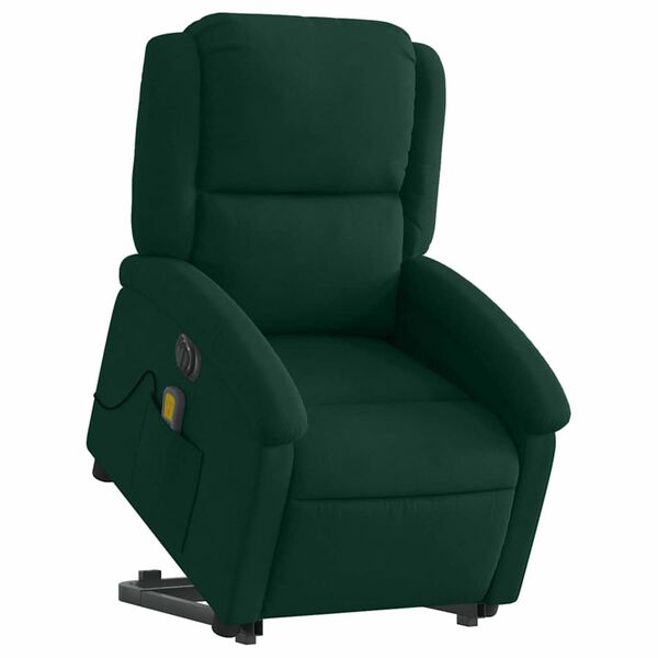 vidaXL Fauteuil inclinable de massage &eacute;lectrique vert fonc&eacute; velours