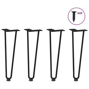 vidaXL Pieds en épingle à cheveux pour table basse 4 pièces Noir 42 cm Acier massif