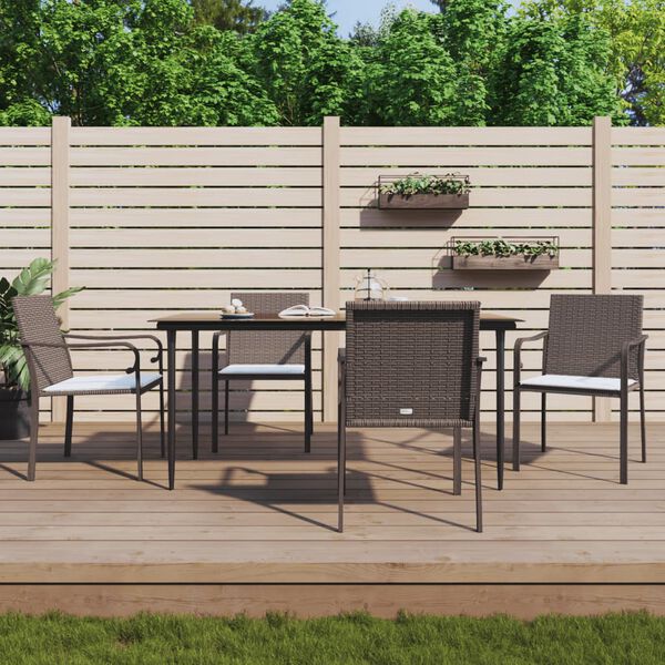 vidaXL Chaises de jardin et coussins lot de 4 marron 56x59x84 cm rotin