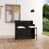 vidaXL Ensemble de bar de jardin avec coussins 3 pcs Noir