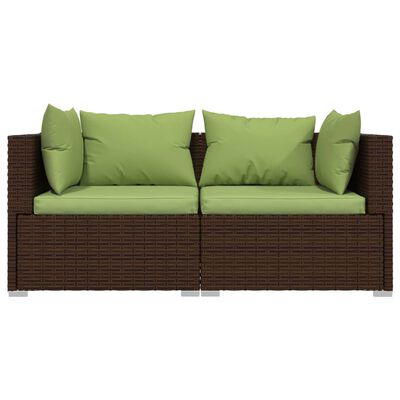 vidaXL Salon de jardin 3 pcs avec coussins marron résine tressée