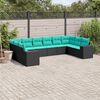 vidaXL Salon de jardin 10 pcs avec coussins noir résine tressée