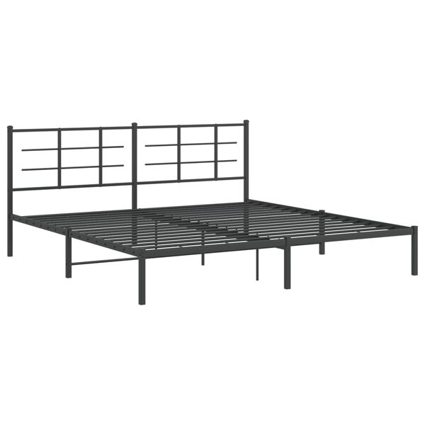 vidaXL Cadre de lit m&eacute;tal sans matelas avec t&ecirc;te de lit noir 193x203cm