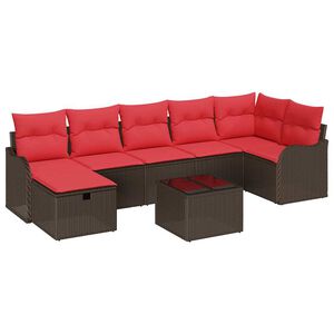 vidaXL Ensemble de Canapés avec coussin Marron et rouge polyrotin