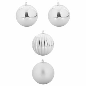 vidaXL Ensemble de Boules de No&euml;l 4 pcs Argent Plastique