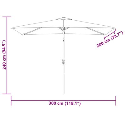 vidaXL Parasol d'extérieur avec mât en métal 300x200 cm terre cuite