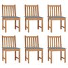vidaXL Chaises de jardin lot de 6 avec coussins Bois de teck massif