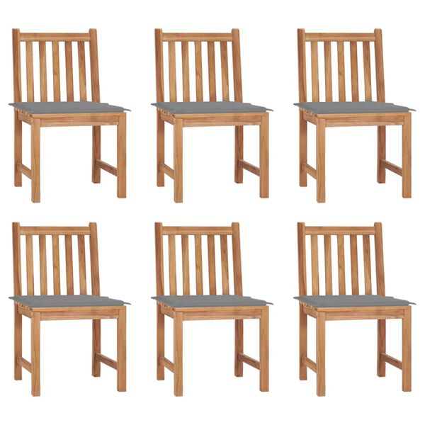 vidaXL Chaises de jardin lot de 6 avec coussins Bois de teck massif