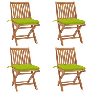vidaXL Chaises pliables de jardin avec coussins lot de 4 Teck solide