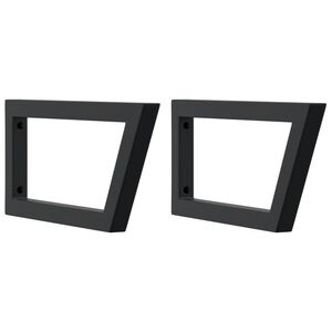 vidaXL Supports d'&eacute;tag&egrave;res pour lavabo 2 pcs noir trap&egrave;ze acier