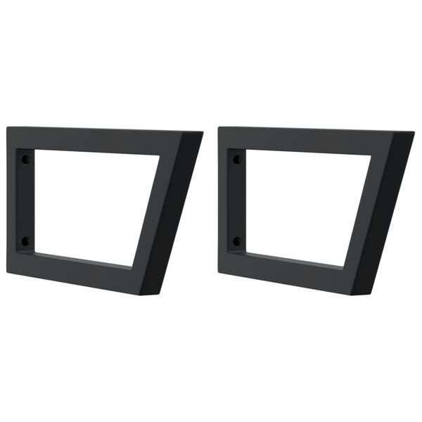 vidaXL Supports d'&eacute;tag&egrave;res pour lavabo 2 pcs noir trap&egrave;ze acier