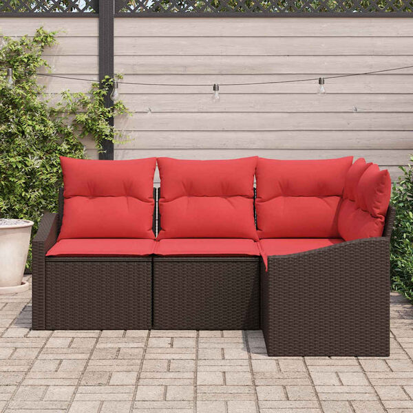 vidaXL Ensemble de Canap&eacute;s avec coussin 4 pcs Marron polyrotin