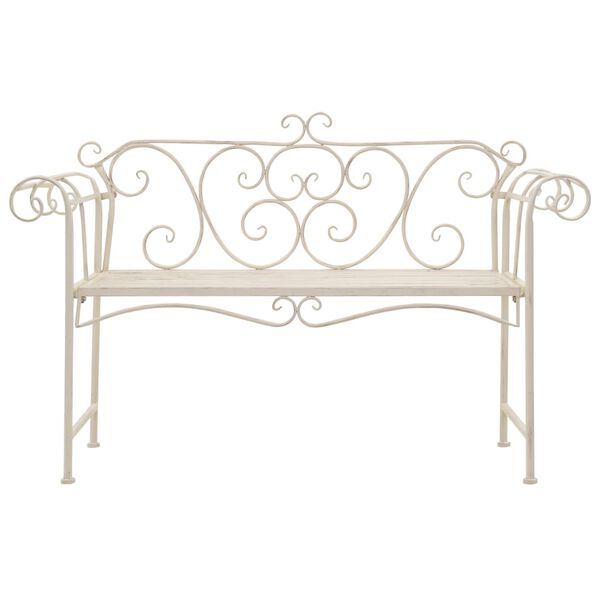 vidaXL Banc de jardin 132 cm Métal Antique Blanc
