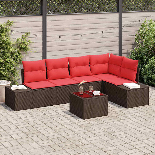 vidaXL Ensemble de canapé de jardin 6 pcs Marron polyrotin
