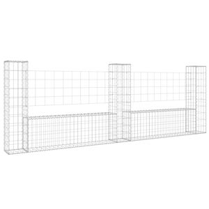 vidaXL Panier de gabion en forme de U avec 3 poteaux Fer 260x20x100 cm