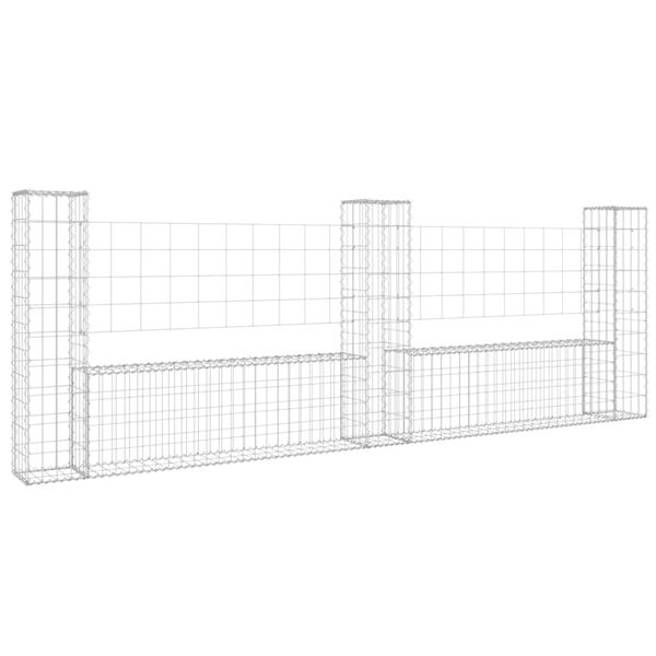 vidaXL Panier de gabion en forme de U avec 3 poteaux Fer 260x20x100 cm