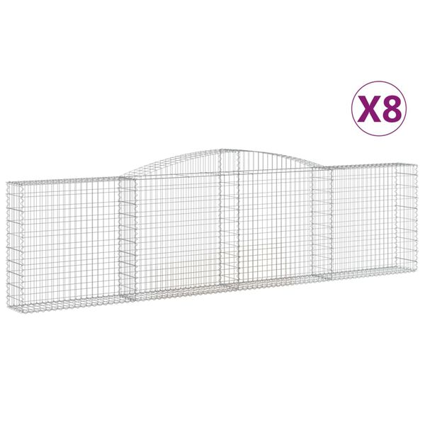 vidaXL Paniers &agrave; gabions arqu&eacute;s 8 pcs 400x30x100/120 cm Fer galvanis&eacute;