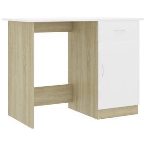 vidaXL Bureau Blanc et chêne sonoma 100 x 50 x 76 cm Aggloméré