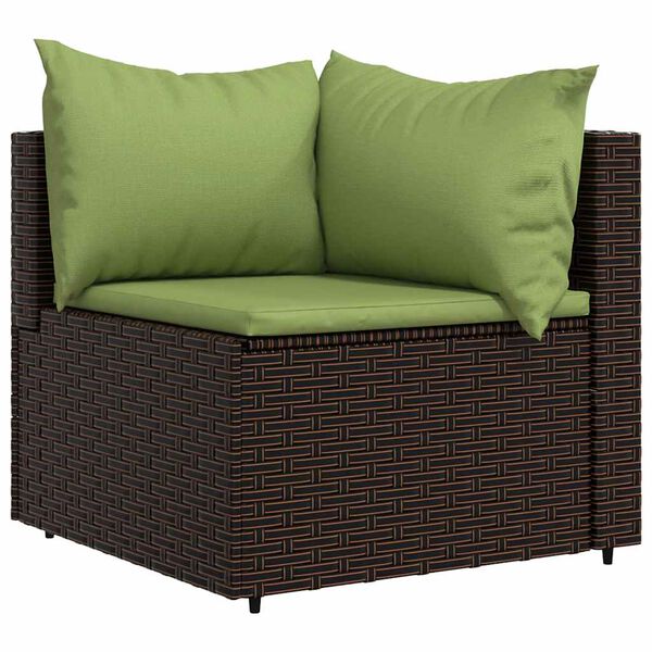 vidaXL Salon de jardin 3 pcs avec coussins marron r&eacute;sine tress&eacute;e