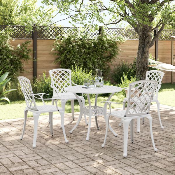 vidaXL Ensemble à manger de jardin 5 pcs blanc aluminium coulé