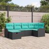 vidaXL Ensemble de canap&eacute; de jardin 6 pcs Noir et turquoise polyrotin