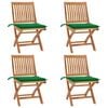 vidaXL Chaises pliables de jardin avec coussins lot de 4 Teck solide