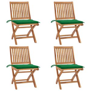vidaXL Chaises pliables de jardin avec coussins lot de 4 Teck solide