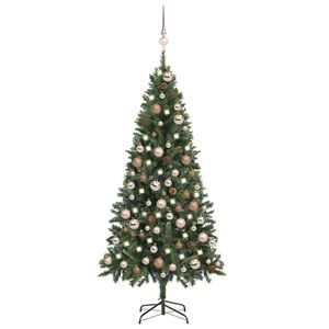vidaXL Arbre de No&euml;l artificiel pr&eacute;-&eacute;clair&eacute;/boules pommes de pin 180cm