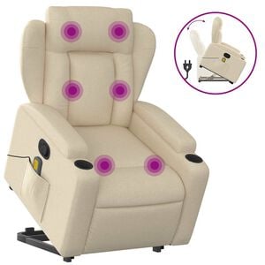 vidaXL Fauteuil inclinable de massage crème tissu