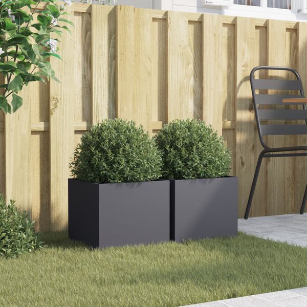 vidaXL Jardini&egrave;res 2 pcs anthracite 32x30x29 cm acier