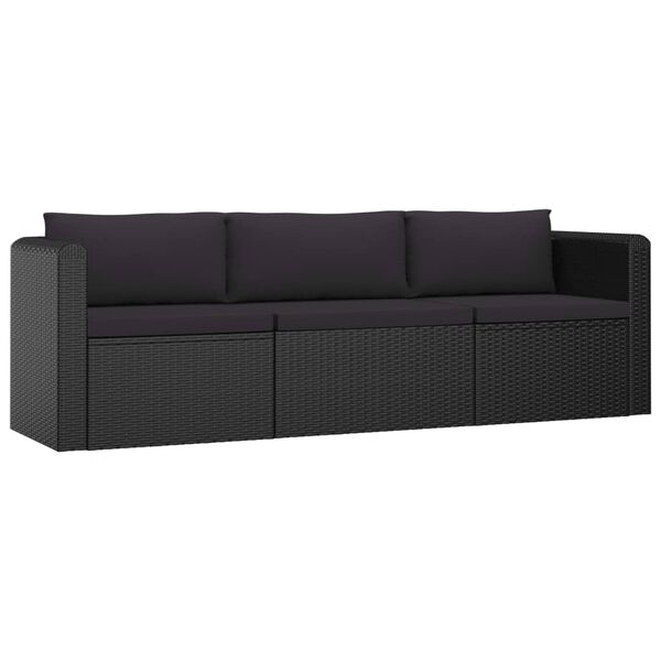 vidaXL Salon de jardin 8 pcs avec coussins r&eacute;sine tress&eacute;e noir