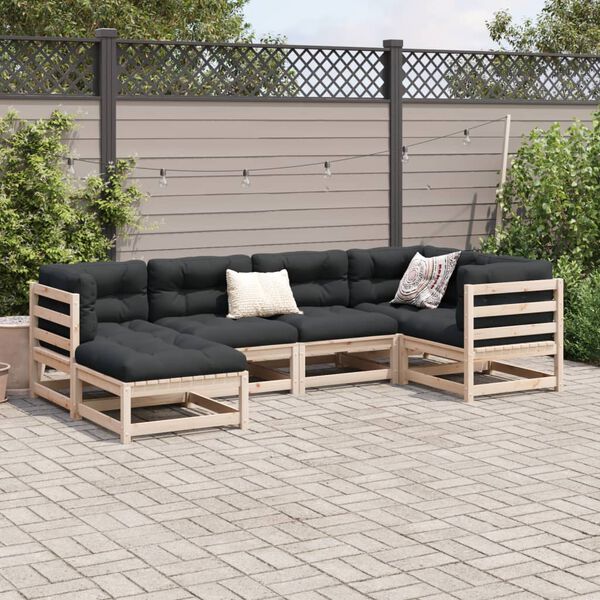 vidaXL Salon de jardin 6 pcs avec coussins bois de pin massif