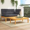 vidaXL Salon palette de jardin avec coussins 2pcs bois d'acacia massif