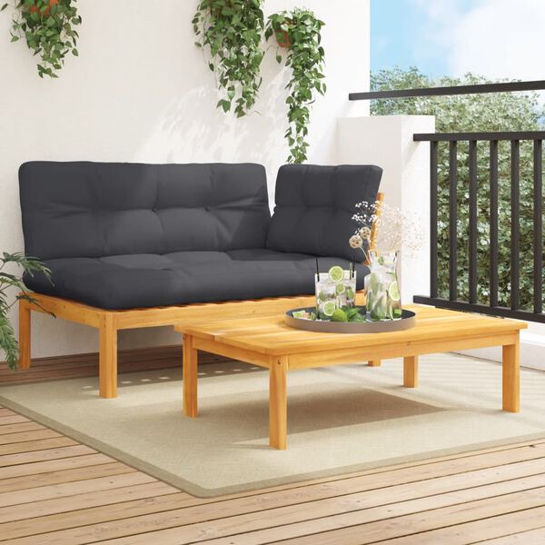 vidaXL Salon palette de jardin avec coussins 2pcs bois d'acacia massif
