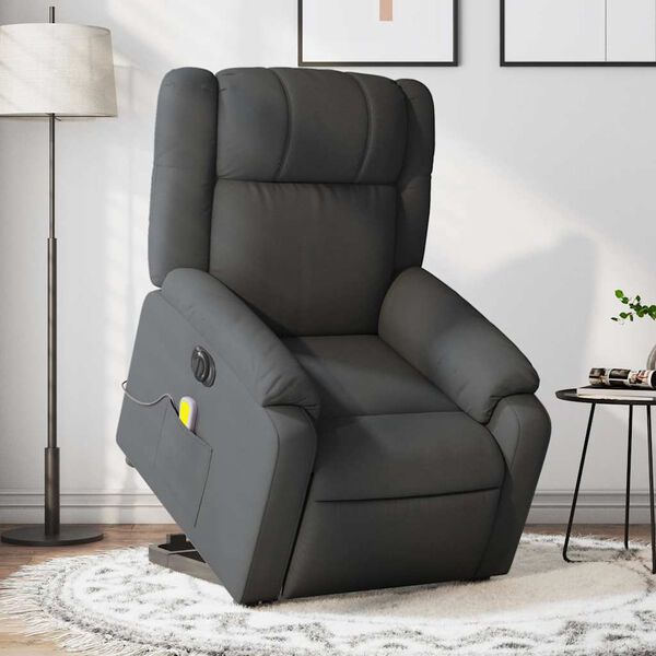 vidaXL Fauteuil inclinable de massage &eacute;lectrique gris fonc&eacute; tissu