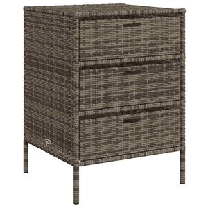 vidaXL Armoire de rangement de jardin et 3 tiroirs gris r&eacute;sine tress&eacute;e